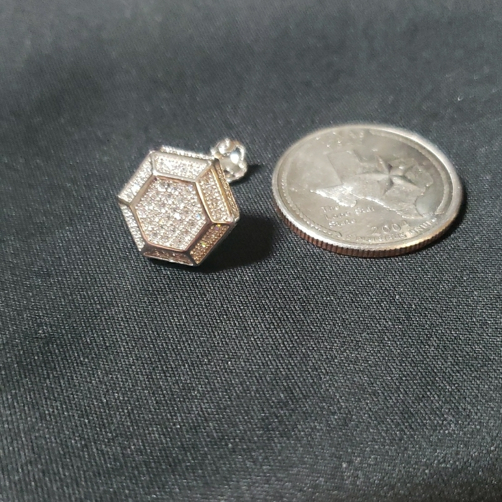 Hexagon Pave Crystal Stud Earrings - 925 Sterling Silver